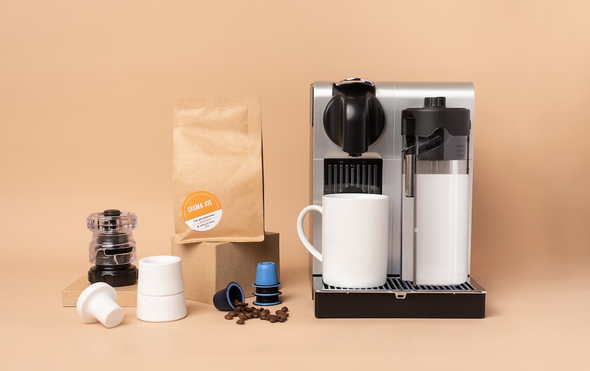 Crema Joe products with coffee machine